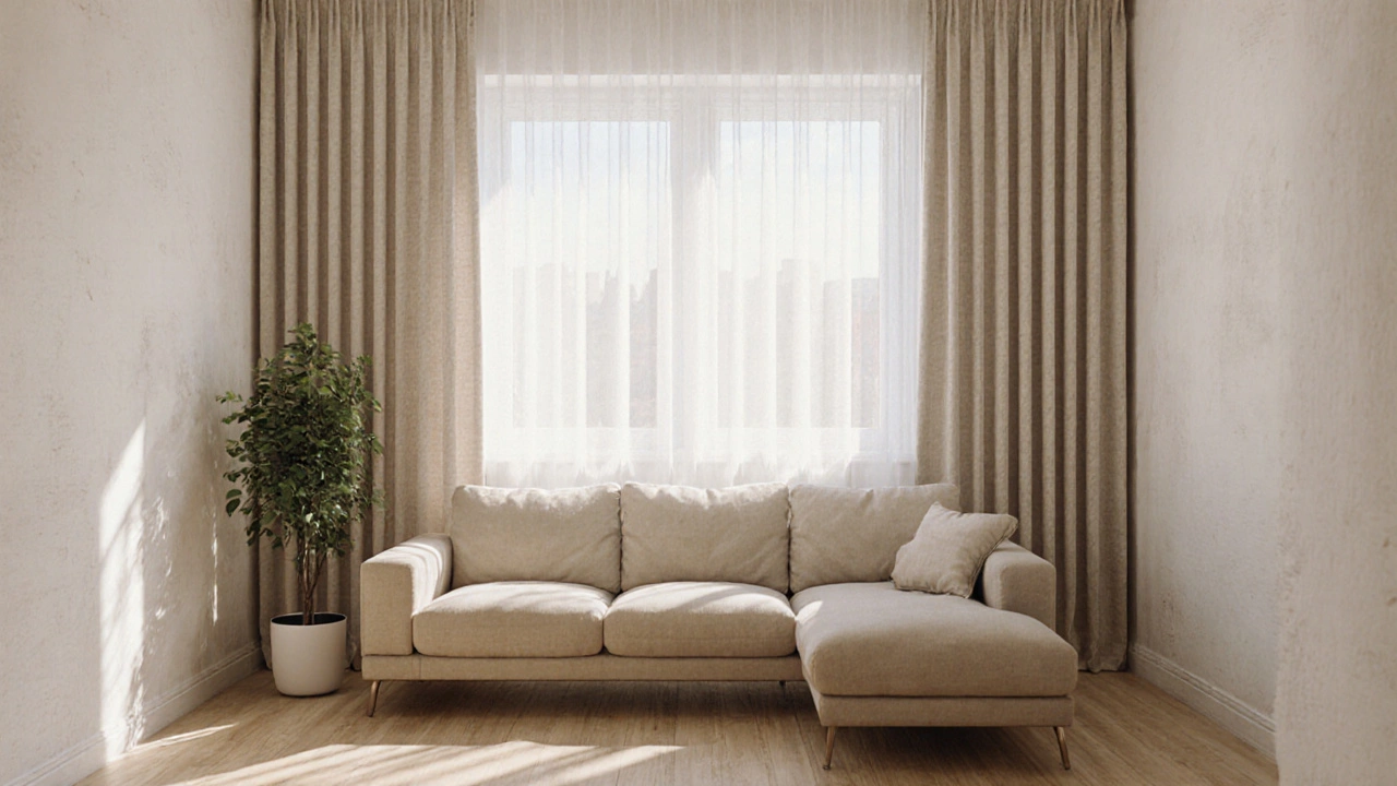Какие шторы под бежевый диван: практические решения для гостиной