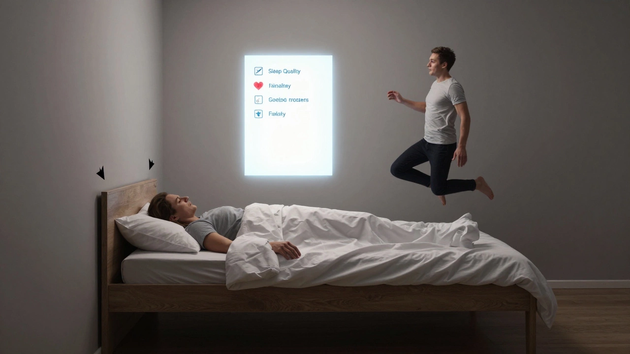 Кровать в маленькой квартире с двумя позами сна — у стены и в центре комнаты, подчеркивающими влияние расположения.