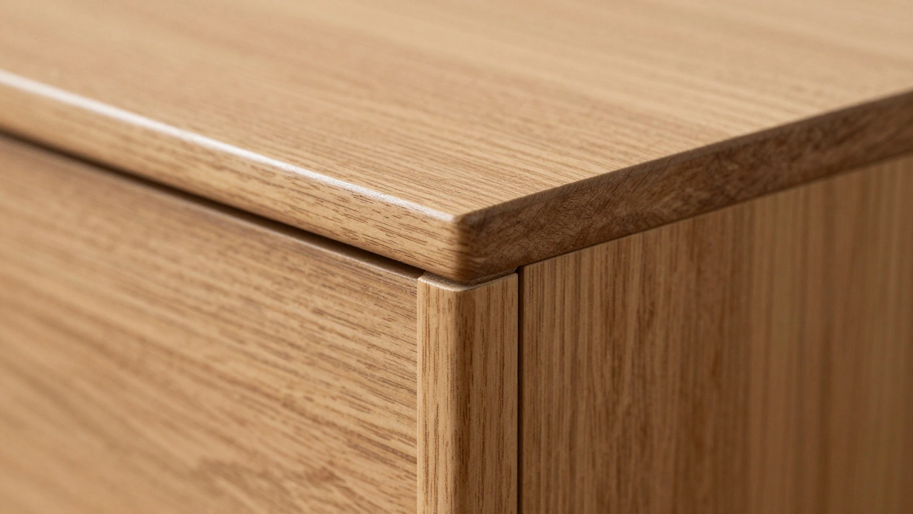 Деталь поверхности мебели показывает качество материалов и текстуру